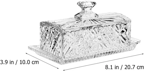 Miniatura 2 de BESTonZON Plato de vidrio rectangular Plato de mantequilla de vidrio plato de mantequilla transparente plato de mantequilla plato de mantequilla