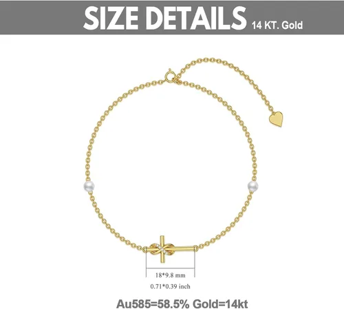 Miniatura 3 de Pulsera de oro de 14 quilates con dijes de oro real, joyería de Navidad, regalos para mujeres y niñas