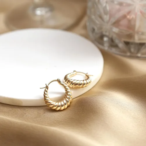 Miniatura 24 de Gempires - Aretes ligeros y gruesos, delicados y minimalistas, hipoalergénicos, chapados en oro, sin deslustre, diseño clásico, para uso diario