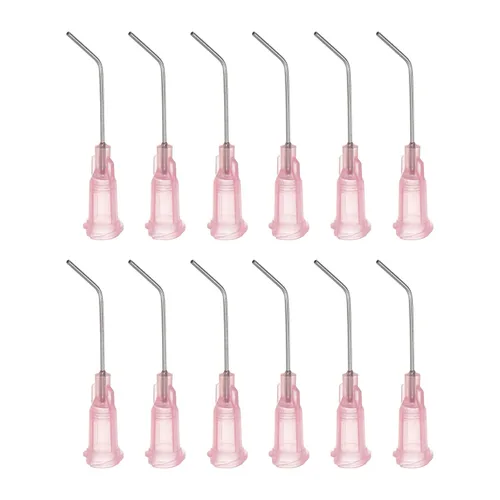 Miniatura 14 de HARFINGTON 12 piezas de agujas dispensadoras de punta roma, puntas dispensadoras curvadas de 30 calibre a 45 grados, 1 pulgada de ángulo