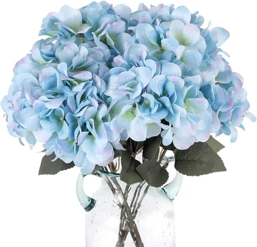 Miniatura 15 de Paquete de 2 flores de hortensias artificiales blancas, 10 cabezas de seda falsas para el hogar, boda, fiesta, centro de mesa, decoración de mesa