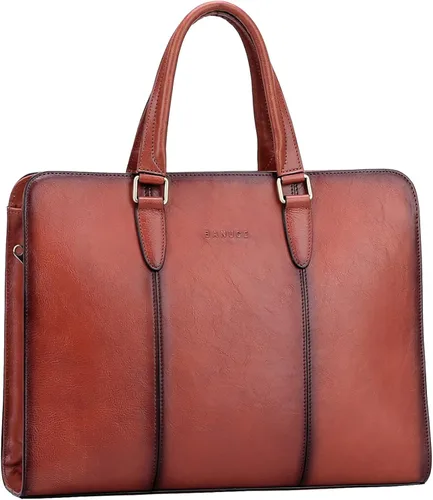 Banuce Full Grains - Maletín de cuero italiano para mujer, bolsos y monederos de 14 pulgadas, bolsas de negocios para laptop, bolsa de trabajo