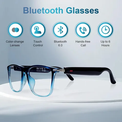 Miniatura 3 de GenXenon Lentes inteligentes Bluetooth para hombres y mujeres, bloqueo de luz azul y fotocromáticos con altavoz, lentes de sol manos libres/música