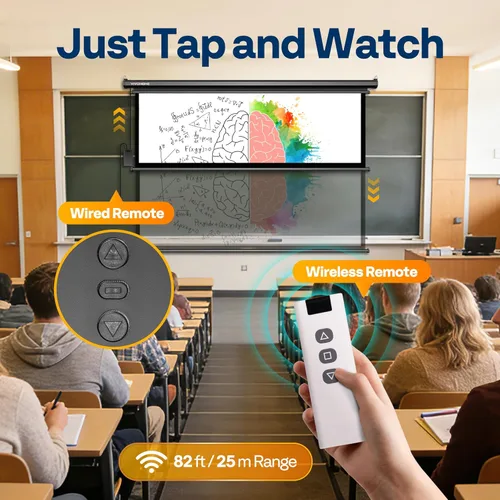 Miniatura 3 de VIVOHOME Pantalla de proyector motorizada 16:9 de 84 pulgadas con control remoto, pantalla de proyección eléctrica automática, pantalla de cine HD