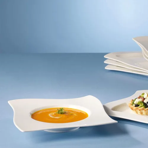Miniatura 5 de Villeroy & Boch NewWave - Plato de sopa con borde de 10.25 pulgadas, porcelana premium, fabricado en Alemania, rico, blanco cremoso