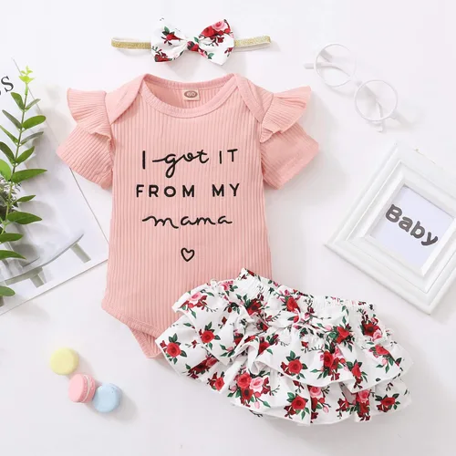 Miniatura 15 de Mioglrie Conjunto de ropa para bebé recién nacida, conjunto de pantalones cortos, conjunto floral de verano, ropa de bebé linda para niña