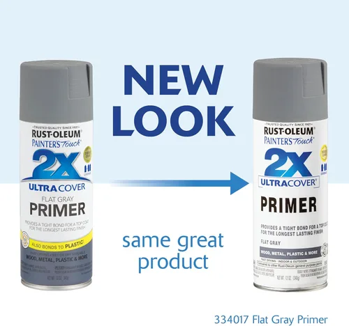 Miniatura 2 de Rust-Oleum 334017 Painter's Touch 2X Ultra Cover - Imprimación en aerosol, 12 onzas, gris plano, (paquete de 1)
