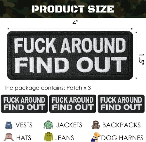 Miniatura 2 de OCQOTAT 3 parches divertidos para follar y descubrir, protegidos por F Around y descubre parches tácticos de moral con gancho y bucle para mochilas