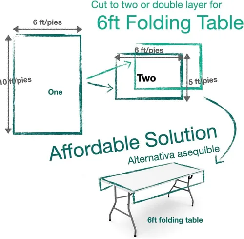 Miniatura 4 de Urby Paquete de 4 manteles rectangulares de plástico, con asientos para 6 a 8 personas, mantel desechable resistente y empaquetado individualmente