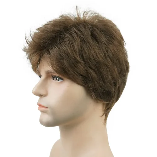 Miniatura 5 de Lydell Peluca de cabello sintético sintético corto natural para hombres (marrón ceniza medio)