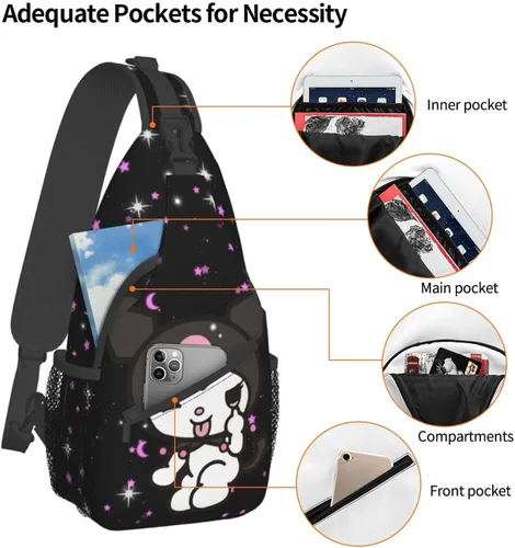 Miniatura 4 de Bolso casual para el pecho, bolso cruzado de dibujos animados, bolso de hombro kawaii para ciclismo, deportes, senderismo