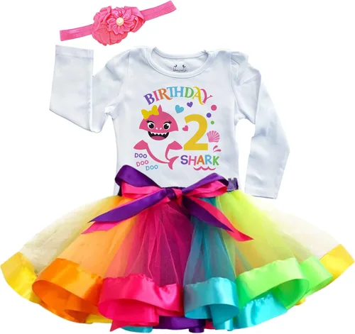 Luke and Lulu Traje de cumpleaños para niña, diseño de tiburón - 2º cumpleaños niña