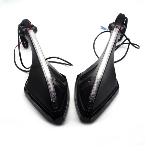 Miniatura 6 de MZS Espejos de motocicleta, LED Racing Espejo retrovisor de señal de giro dual ajustable compatible con Hayabusa ZX4R ZX6R ZX14R ZX10R ZX12R CBR500R