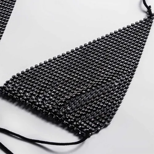 Miniatura 4 de Asooll Conjuntos de bikini con diamantes de imitación, brasier de playa de cristal brillante, cadena corporal, traje de baño sexy, fiesta