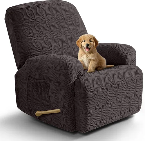 Miniatura 19 de VANSOFY Fundas para sillas reclinables, 4 piezas, elásticas, de tela jacquard, suave funda para silla reclinable, protector de muebles con parte