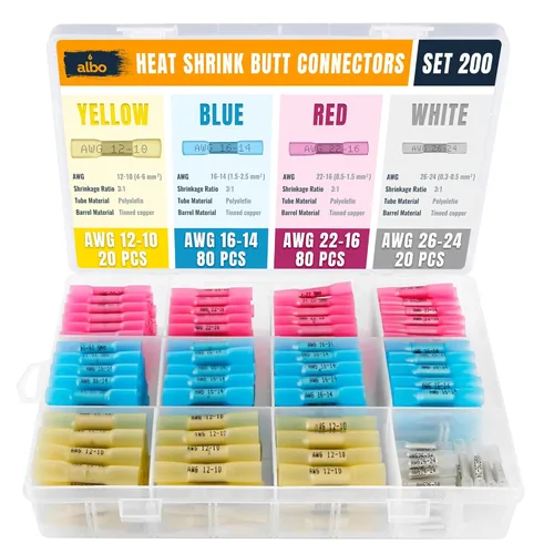 Miniatura 12 de Kit de 300 conectores de pala termorretráctiles macho y hembra – Terminales eléctricos impermeables AWG 22-10, conectores de terminales de cable
