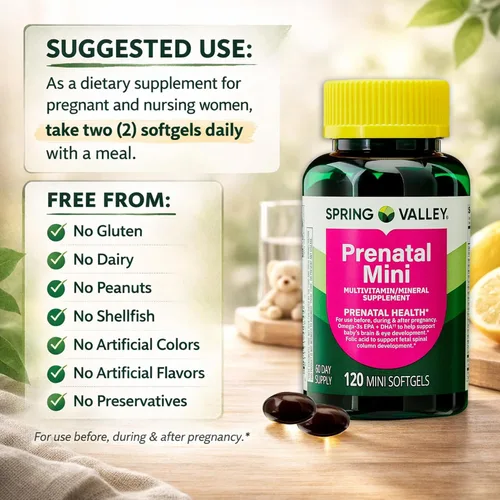 Miniatura 3 de Spring Valley - Mini vitaminas prenatales para mujer, paquete de cápsulas blandas con 45 diabetes decodificadas de Luall. Minigitaminas prenatales