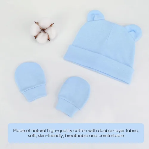 Miniatura 5 de BQUBO - Juego de guantes para bebés recién nacidos, para niños y niñas, gorro de hospital, gorros, guantes para bebés de 0 a 6 meses