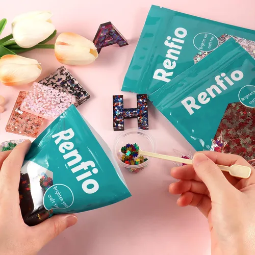 Miniatura 5 de Renfio Rompecabezas holográfico de 1.75 onzas, 1.76 oz, confeti con purpurina, formas de rompecabezas, mezcla de colores, lentejuelas gruesas