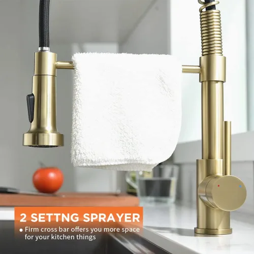 Miniatura 6 de Grifo de cocina, grifos de cocina con rociador desplegable Sus304 de acero inoxidable industrial de una sola manija, grifo de un orificio para casa