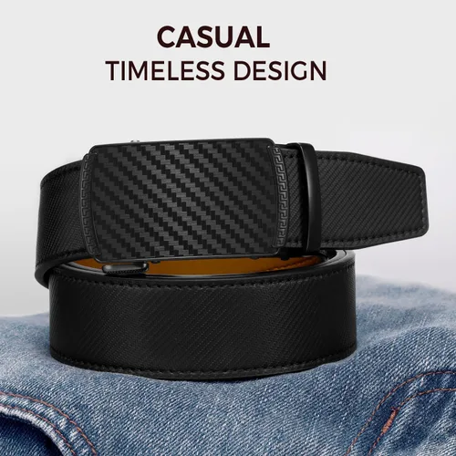 Miniatura 4 de Zitahli Cinturón para hombre, vestido de cinturón de trinquete con cuero de primera calidad de 1 38 pulgadas, cinturón deslizante con hebilla