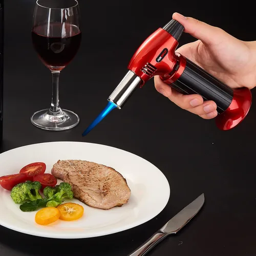 Miniatura 9 de FunOwlet - Encendedor de butano, 2 unidades, recargables, sopletes de cocina culinarios con bloqueo de seguridad y llama ajustable para postres