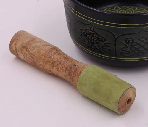 Miniatura 4 de Cuenco tibetano de madera dura envuelta en gamuza