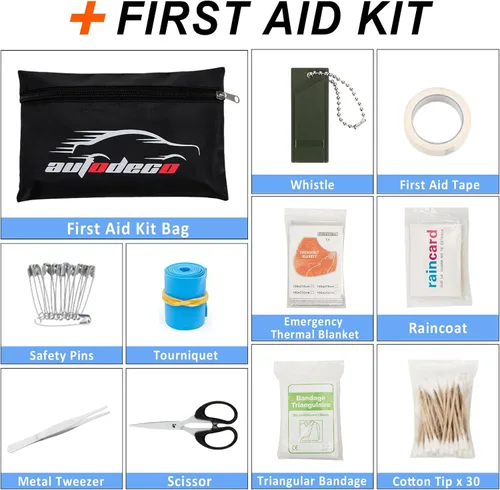 Miniatura 8 de Kit de asistencia de emergencia para automóvil de carretera de 105 piezas con cables de puente de compresor de aire portátil