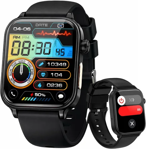 Yowow BIT Reloj inteligente para hombres y mujeres (recepción/hacer llamadas), monitor de actividad física IPS de 1.96 pulgadas, frecuencia