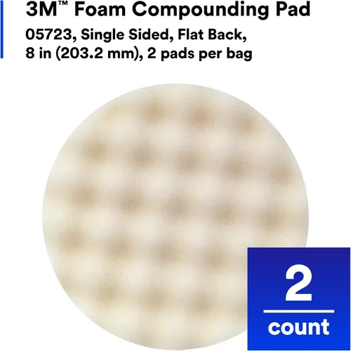 Miniatura 2 de 3M Almohadilla de compuesto de espuma, 05723, de un solo lado, respaldo plano, gancho y bucle, 8 pulg (203.2 mm), 2 almohadillas/bolsa