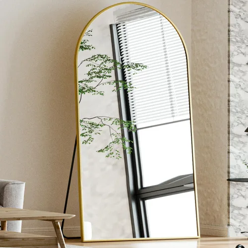 Miniatura 6 de BEAUTYPEAK Espejo de Arco de Cuerpo Entero, 76"x34" Espejos de Pared, Espejo de Piso de Cuerpo Completo Extragrande, Marco de Aleación de Aluminio