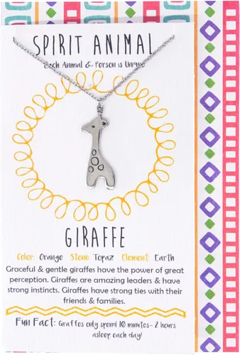Miniatura 2 de Shag Wear - Collar con dije de espíritu animal de peltre para mujer, con sobre de regalo, gris, Jirafa