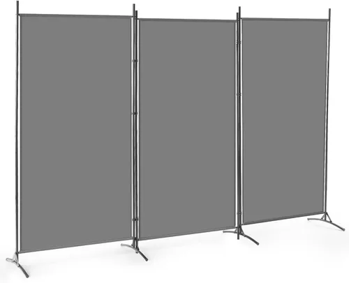 Miniatura 8 de DUMOS Divisor de habitación de 3 paneles, pantalla de privacidad plegable de 6 pies de alto, partición independiente con marco de acero, fácil