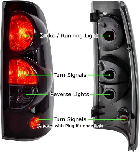 Miniatura 2 de Luces de freno trasero, lámpara trasera ZMAUTOPARTS para pickup Chevy Silverado/GMC Sierra, Negro/humo Negro/Ahumado