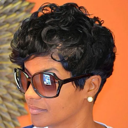 Miniatura 12 de Peluca de cabello humano con corte Pixie, pelucas cortas rizadas naturales para mujeres negras, pelucas de cabello humano corto marrón natural de 4