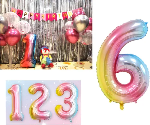 Miniatura 2 de Kare & Kind Globo de papel de aluminio número 4 de 40 pulgadas (dígito), suministros de decoración de fiesta de color arcoíris metálico de gran