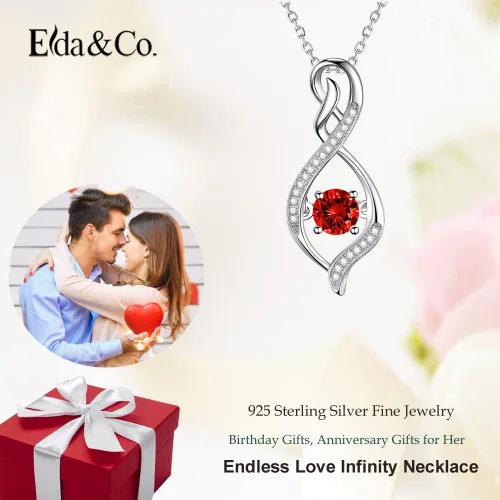 Miniatura 2 de Regalos de cumpleaños para mujeres, collar de amor infinito para esposa, mamá, piedras de nacimiento de septiembre, ópalo de zafiro azul, rosa