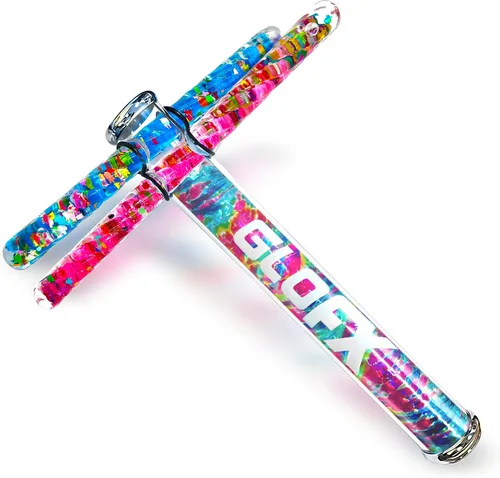 Miniatura 11 de GloFX Aurora Borealis Liquid X - Juguete de tubo caleidoscopio - Varitas de purpurina dobles (azul y verde azulado) - Incluye tubo, varitas