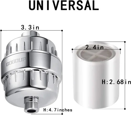 Miniatura 3 de Cartucho de filtro de ducha de repuesto universal para agua dura, cartucho de filtro de 15 etapas, reduce los productos químicos, el cloro, Blanco
