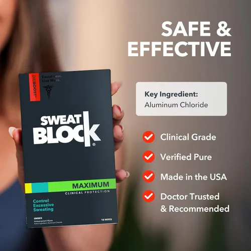 Miniatura 8 de SweatBlock Sistema antitranspirante y desodorante de máxima resistencia clínica para hombres y mujeres, ayuda para la hiperhidrosis
