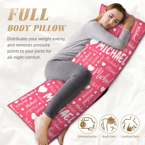 Miniatura 5 de Funda de almohada corporal personalizada con nombre (20 x 54 pulgadas), funda de almohada de cuerpo largo personalizada para niños, mamá, papá