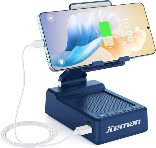 Miniatura 10 de JTEMAN Regalos para hombres y mujeres, soporte ajustable para teléfono celular con altavoz Bluetooth y función de carga, genial idea de regalo