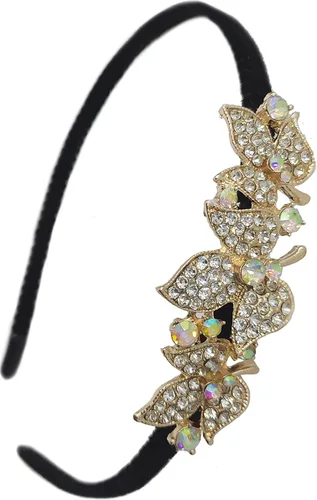 Diadema de cristal con diamantes de imitación para mujeres y niñas, elegante banda para el pelo de mujer, diadema de tres hojas, diadema de moda