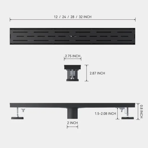 Miniatura 34 de ELLO&ALLO - Drenaje de piso de ducha con brida, rejilla extraíble de patrón cuadrado de 6 pulgadas cuadradas, acero inoxidable SUS 304, color negro