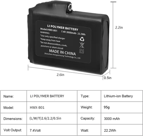 Miniatura 2 de Batería recargable de iones de litio de 7.4V 3000mAh (batería de 7.4V 3000mAh (1 unidades))