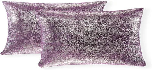 Miniatura 36 de Xinrjojo Juego de 2 almohadas brillantes en negro y dorado, almohadas suaves y brillantes decorativas, juego de fundas de almohada cuadradas negras