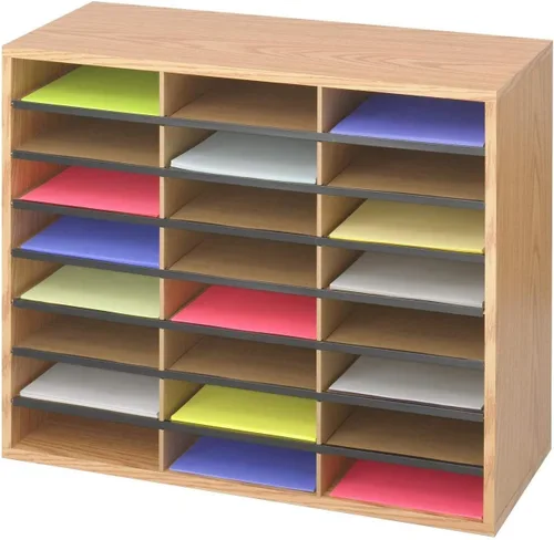 Miniatura 3 de Safco - Organizador de Literatura, 24 Compartimentos, Buzón para Oficina y Aula con Estantes Ajustables, Organizador de Papel y Correo de Madera