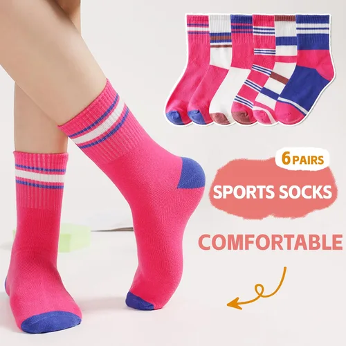 Miniatura 2 de WEVIAS Calcetines deportivos de algodón para niños y niñas, suaves, transpirables, 6 pares