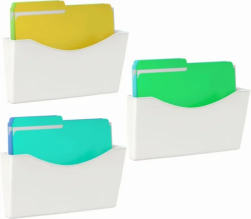 Miniatura 9 de Kuntine.B 3 unidades de organizador de archivos de bolsillo único negro para colgar en la pared, organizador de correo y revistas para montar