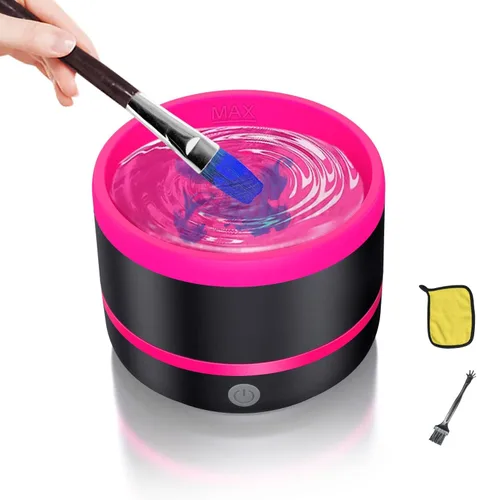 YAGHVEO® Herramienta limpiadora de pinceles de pintura eléctrica, enjuague de pinceles de silicona, limpiador de pinceles de copa de giro Rojo